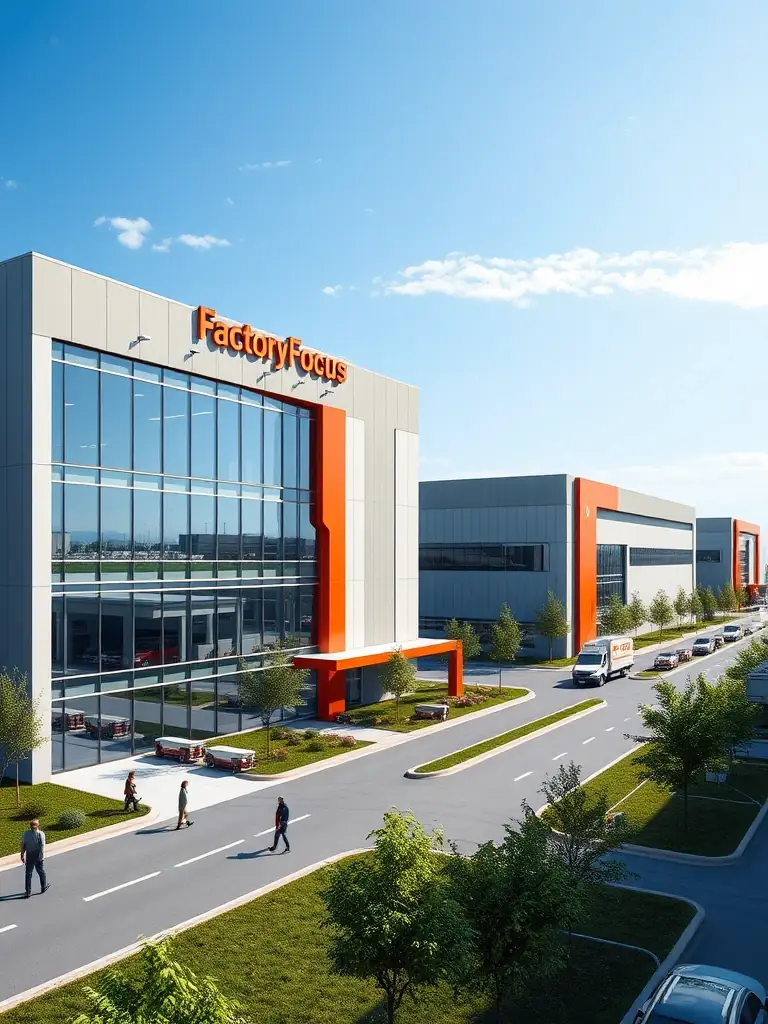 A rendering of the FactoryFocus industrial park, showcasing the overall investment opportunity and community.
